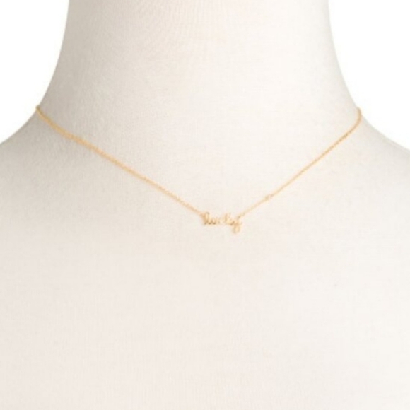 Sydney Evan “Lucky” Necklace .925 Gold Vermeil Diamond Accent Script Pendant 16” - Picture 12 of 13